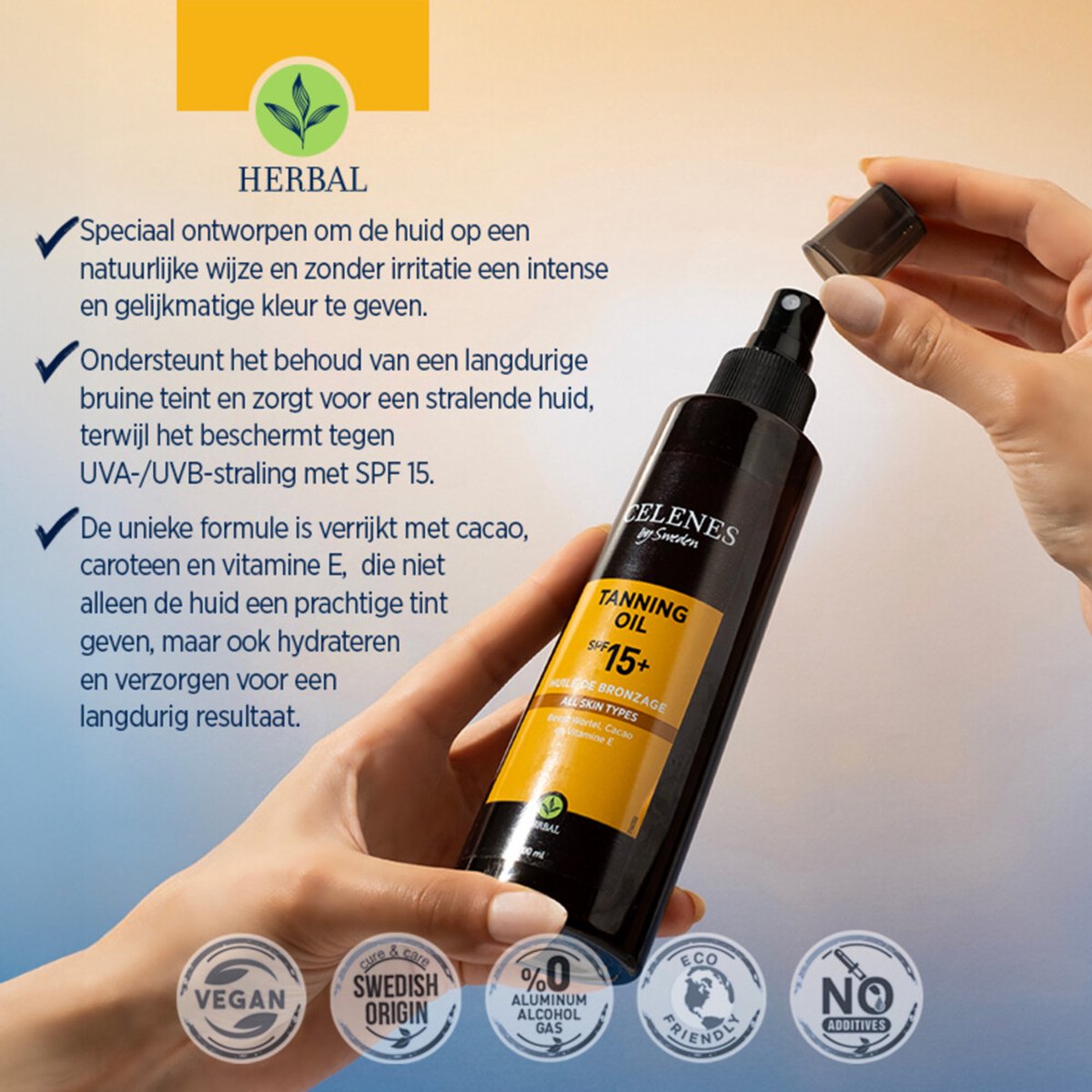 Celenes Herbal Tanning Oil Alle Huidtypes SPF 15 - 3 x 200 ml - Voordeelverpakking