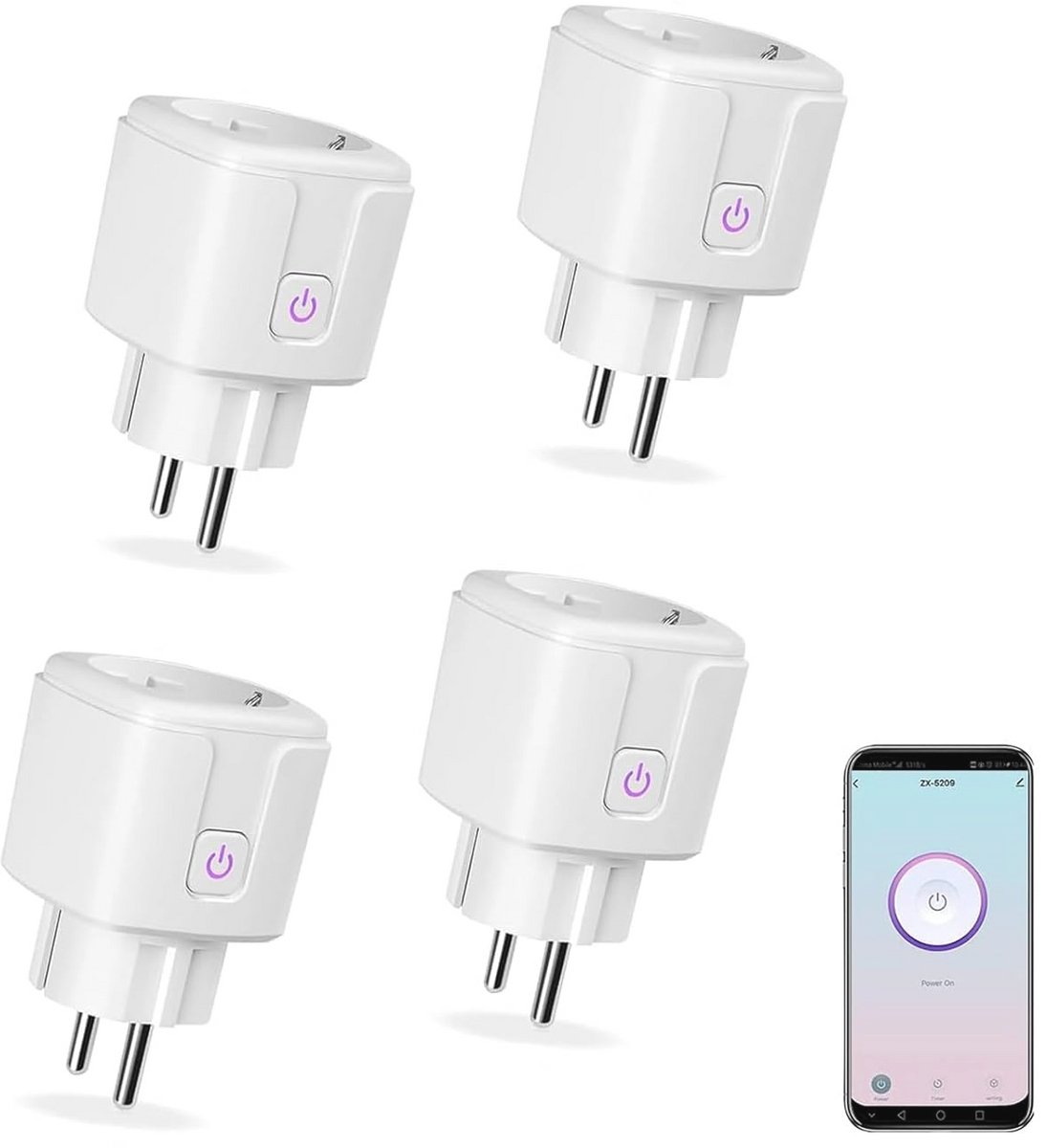 Slimme Wifi-stopcontacten - Draadloze Smart Plugs zonder hub, werkt met Alexa en Google Home (4 stuks)