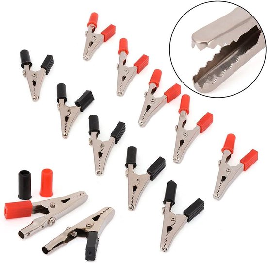 HuaLiSiJi Krokodillenklem 12 V 24 V met zekering krokodillenklemmen autoklem voor kabel accu 30 A 14 AWG, voor auto-accu, andere apparatuur (2m