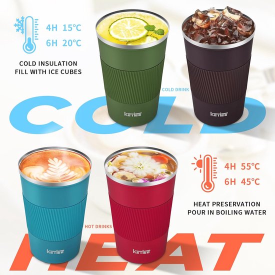 Geïsoleerde Koffiebeker 380 ml - Dubbelwandige Thermosmok voor Warme en Koude Dranken — afbeelding 4