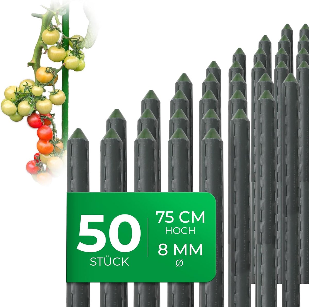 50 stuks kleine plantenstokken 75cm groen 8mm stevige metalen buis kunststof gecoate trellisstokken voor planten trellisondersteuning komkommers tomatenstokken voor klimplanten trellis plantenstok 75 cm