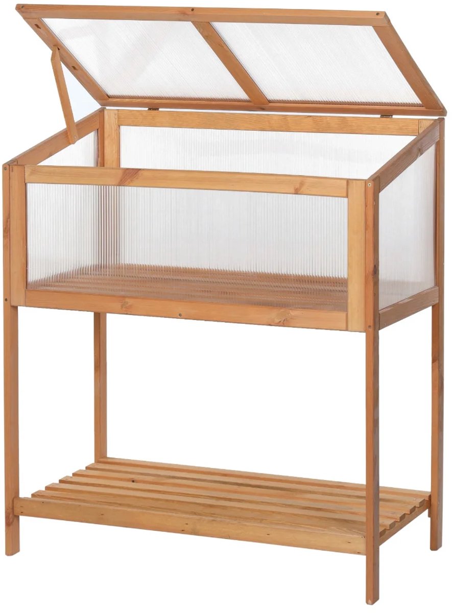 Kweekbak met Deksel - Verhoogde Moestuinbak - Eikenlook – Kweektafel voor Buiten - Kweekkas / Tuinkas - 89 x 49 x 101 cm
