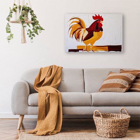 Coq abstrait coloré - Peinture sur toile coq - Animaux sur toile - Art abstrait - Peintures sur toile industrielles - Décoration de salon - toile 60x40 cm