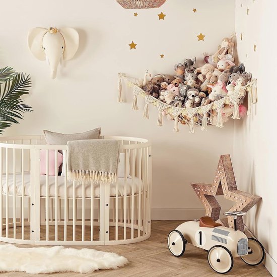 Knuffel Opbergnet of Speelgoed Hangmat Macrame Hoek Opknoping Netto voor Pluche Speelgoed Opslag Kwekerij Kidroom Organizer Knuffeldier Speelgoed Display