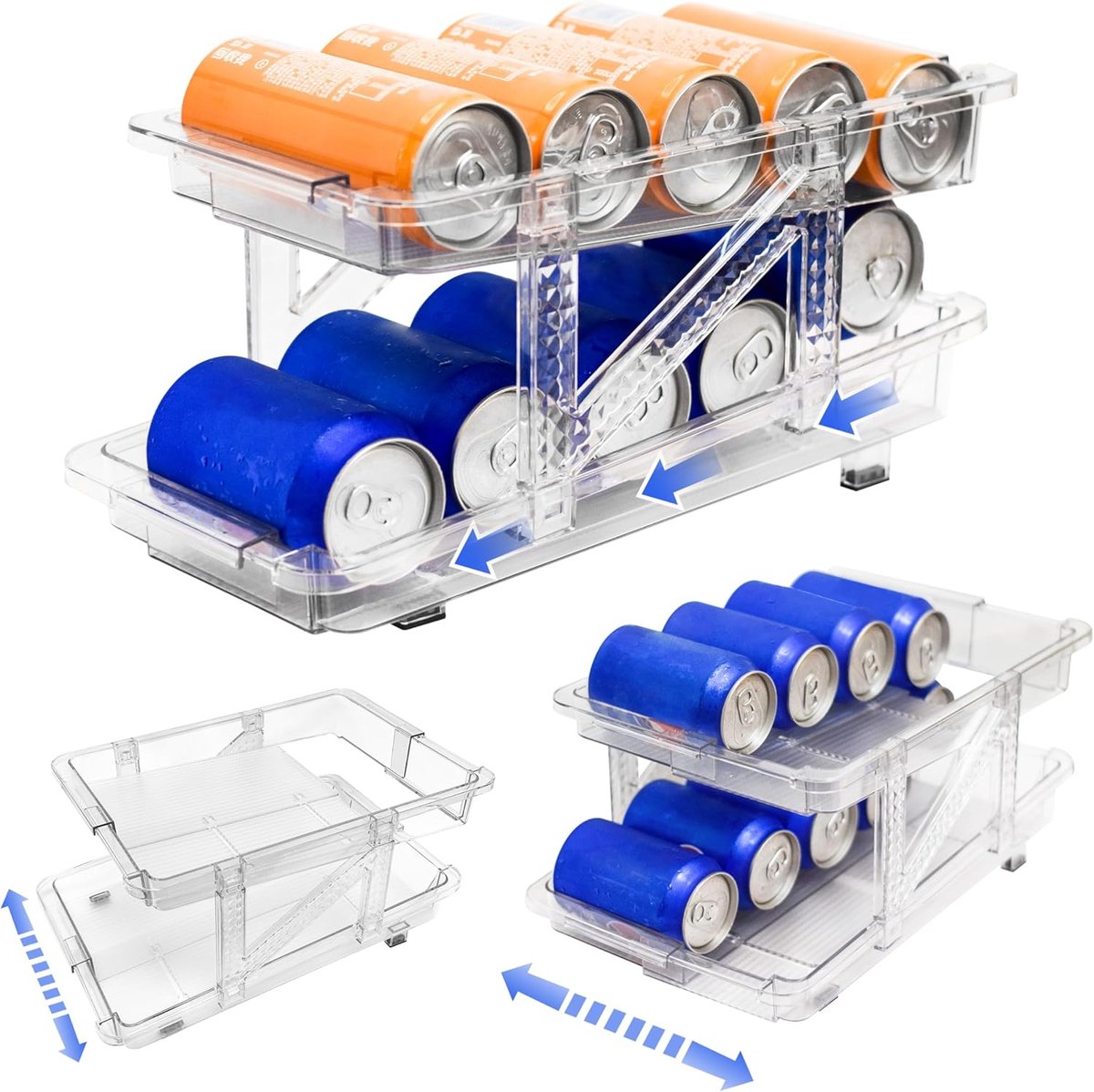 Automatische Blikjes Organizer voor Koelkast – Verstelbare Drank Dispenser voor 12oz, 16oz, en 20oz Blikjes