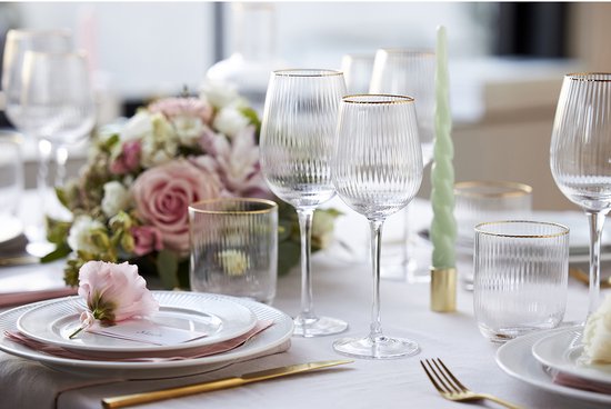 Lyngby Glas - Verre à vin vin blanc Palermo bord doré (lot de 4) - Verres à vin