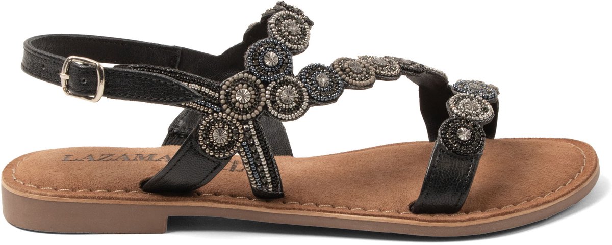 Lazamani - Helena Dames Sandalen Leer Black - Maat 36