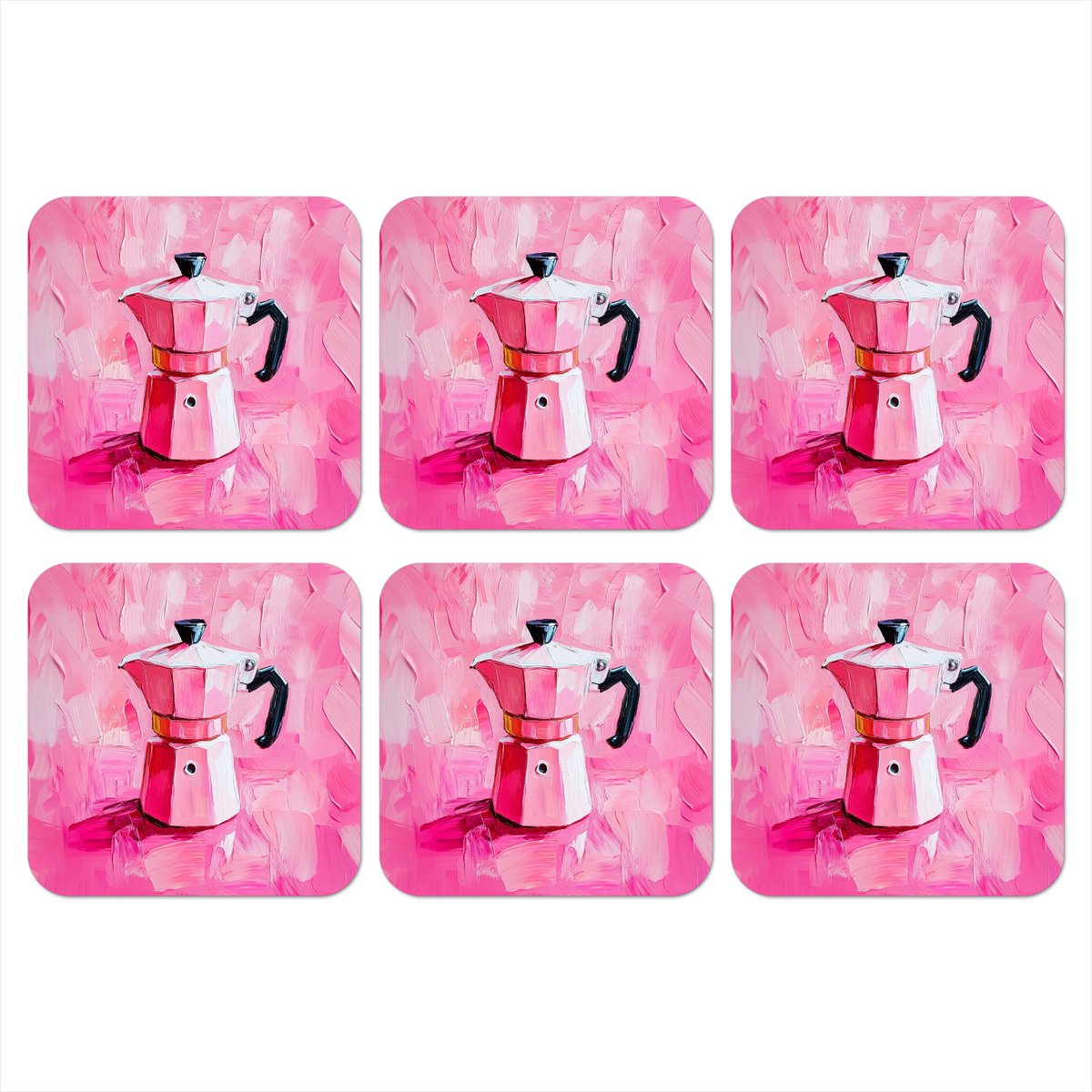 Onderzetters voor glazen - Roze - Verf - Coffee - 10x10 cm -