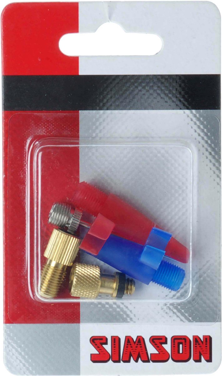 Simson Pompnippel assortiment - veelzijdige ventieladapters - 5-delig - voor fiets en recreatie