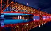 City Skyline Bridge Reflection Night  Photo Wallcovering