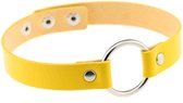 KIMU choker geel ring - PU leer collar ketting halsband sexy festival