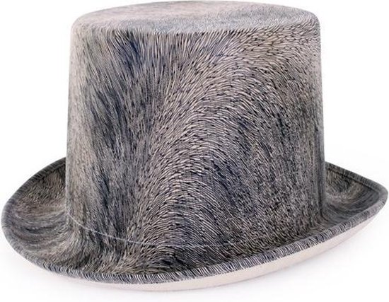 Mathis Scully De Kamer Hoge hoed grijs steampunk tophat veren relief - one size - maat 59 60 61 62  - met... | bol.com