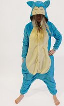 KIMU Onesie Blauw Sumo Pak Kind Kostuum - Maat 128-134 - Sumoworstelaar Slaap Monster Worstelaar Jumpsuit Pyjama Jongen Meisje Kinderen Fleece Festival