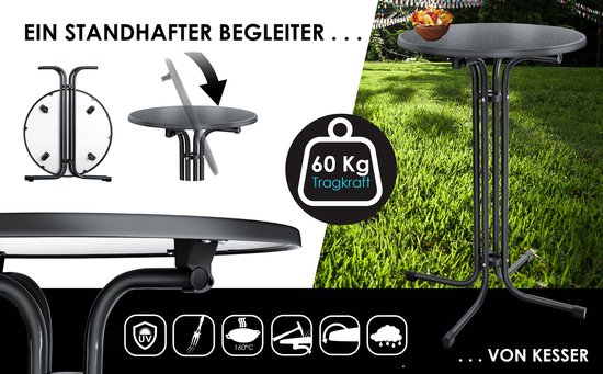 Toboli inklapbare statafel in wit 80 cm ronde bistrotafel tafel indoor/ outdoor klapbaar 110 cm hoog