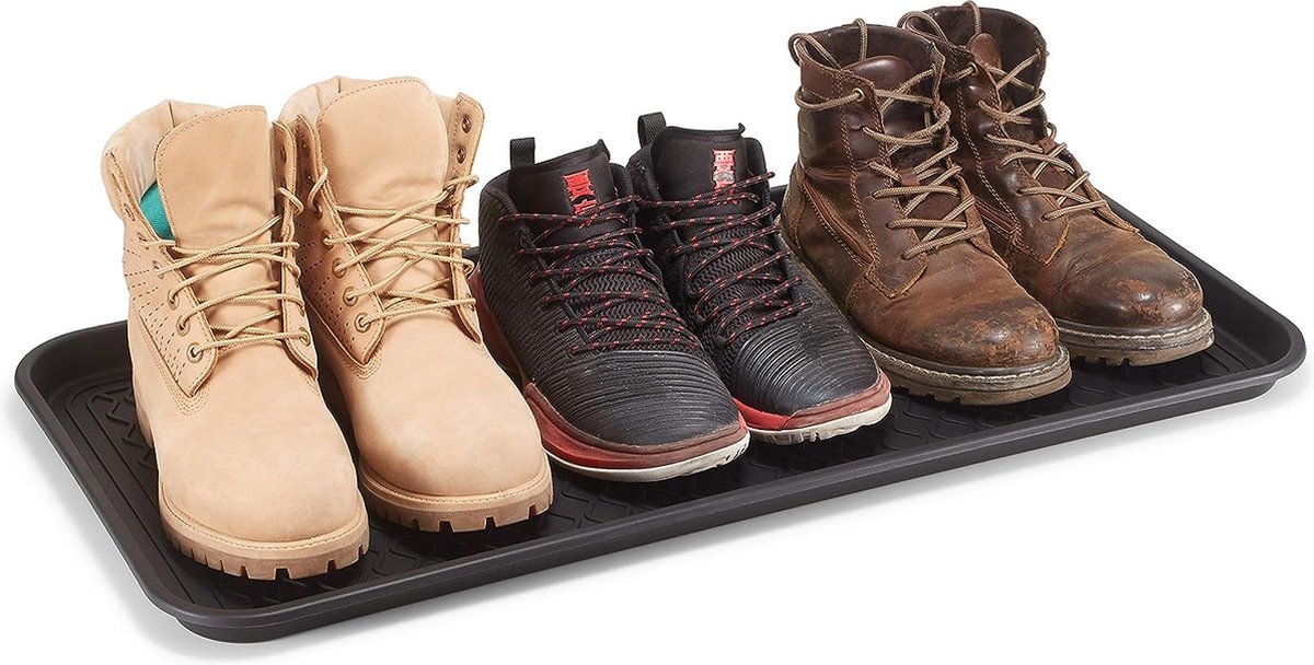 KOTARBAU® Schoenenlekbak - Lekbak Schoenen - Kunststof - 45 x 30 cm - Zwart - Schoenendruipbak - Schoenmat - Laarzen Afdruipmat - Lekbak voor Natte Schoenen - Schoenafdruipbak - Schoenenschaal