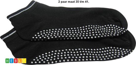 *** 2 paar Antislip Yoga-sokken - Dichte Tenen, Zwart - Goede grip - van Heble® *** van Merkloos — afbeelding 4