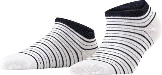 FALKE Stripe Shimmer gestreept met patroon katoen sneakersokken dames wit - Maat 35-38