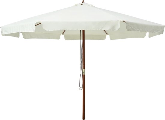 vidaXL Parasol avec mât en bois 330 cm sable blanc | bol