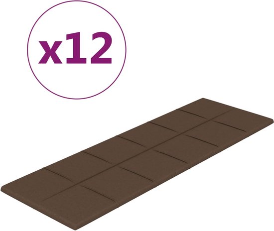 vidaXL - Wandpanelen - 12 - st - 3,24 - m² - 90x30 - cm - stof - bruin