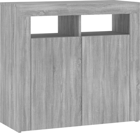 Dressoir met LED-verlichting 80x35x75 cm grijs kopen