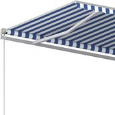 vidaXL - Luifel - handmatig - uittrekbaar - 450x350 - cm - blauw - en - wit