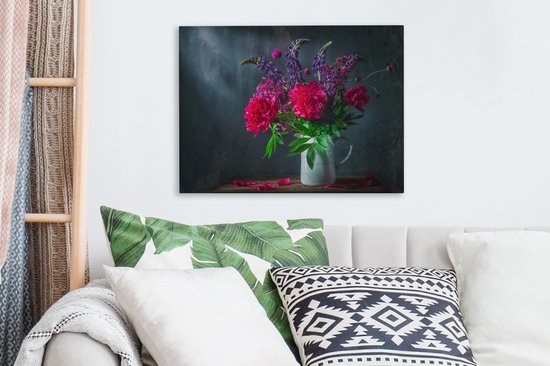 Peinture sur Toile Couleurs - Pivoine - Nature Morte - 40x30 cm - Déco Décoration murale