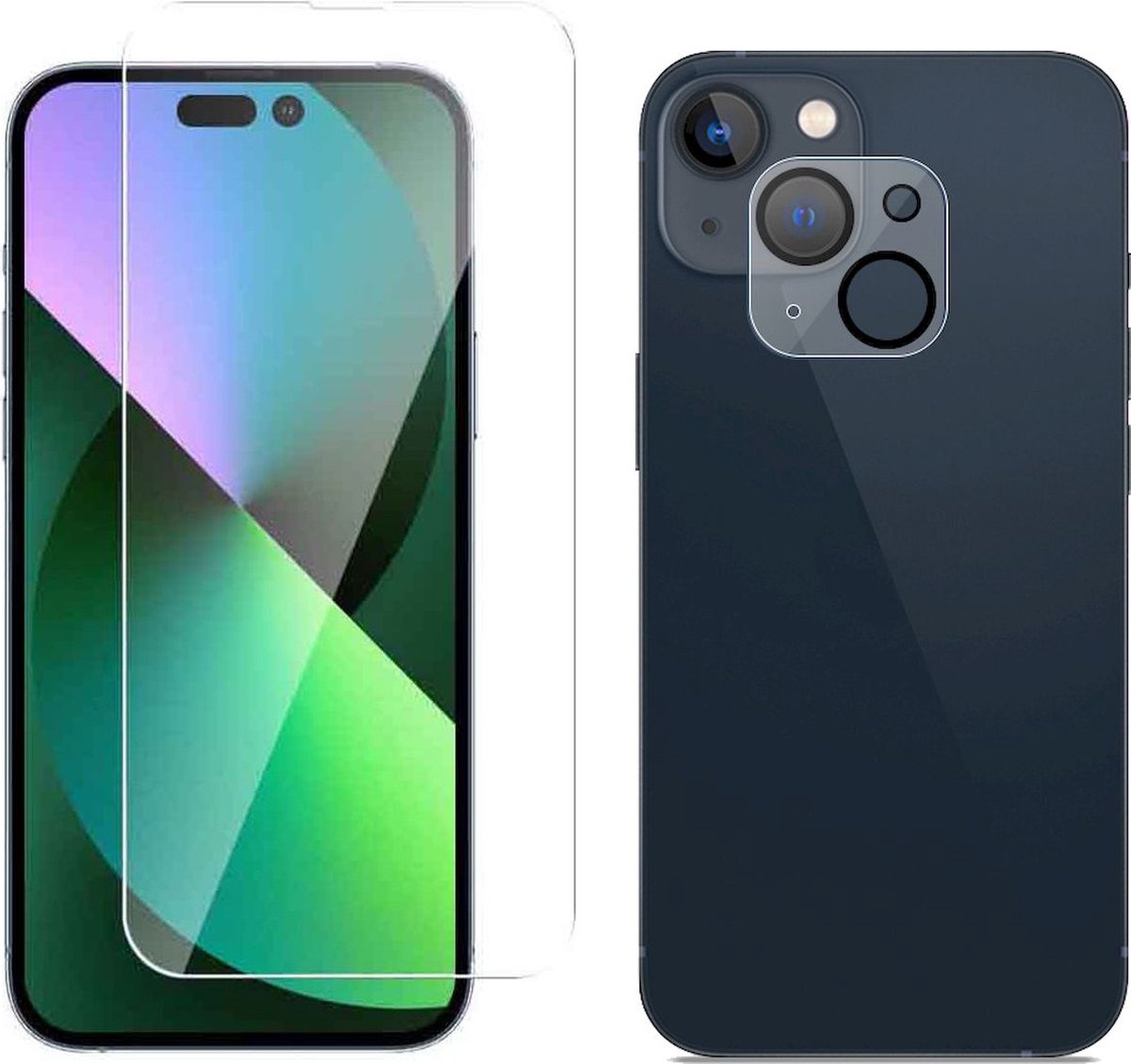 Mobigear Screenprotector geschikt voor Apple iPhone 14 Plus Glazen | Mobigear 2in1 Screenprotector,Camera Protector - Case Friendly