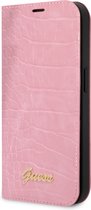 Guess PU Bookcase iPhone 14 hoesje - Roze Croco