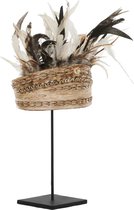 MUST Living Balinese hat with shell and feather,55x20x20 cm, on iron stand