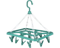 Urban Living Wasgoed droogcarrousel/droogmolen - 18 clips/knijpers - groen - kunststof - 31 x 33 cm