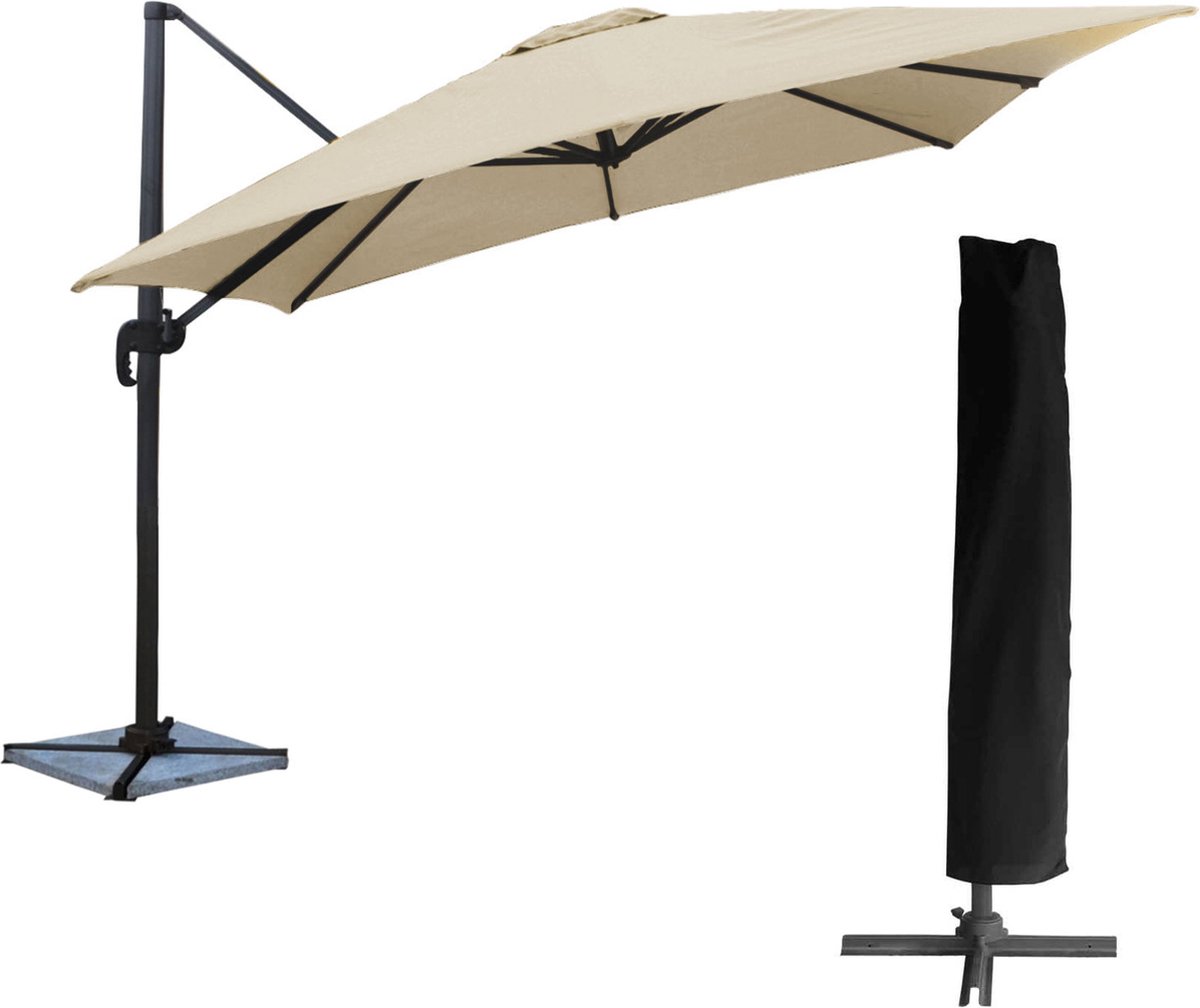 Vervangende hoes voor zweefparasol HWC-A96 met klep, parasolhoes, 3x3m