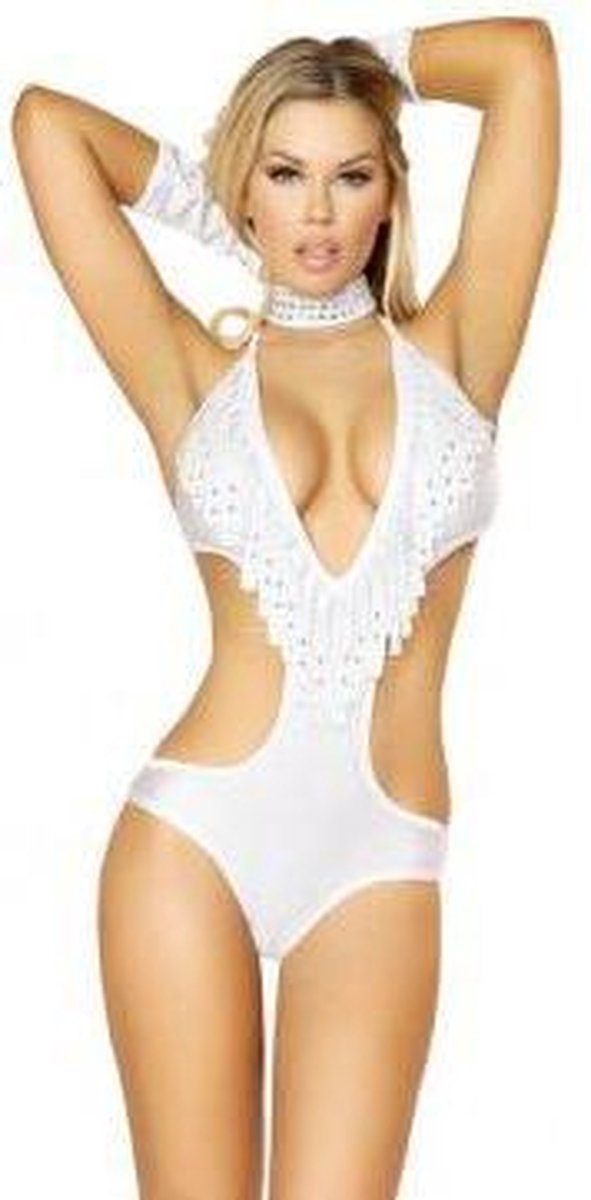 Witte Scrunch Monokini Volwassenen Vrouwen Wit Maat M