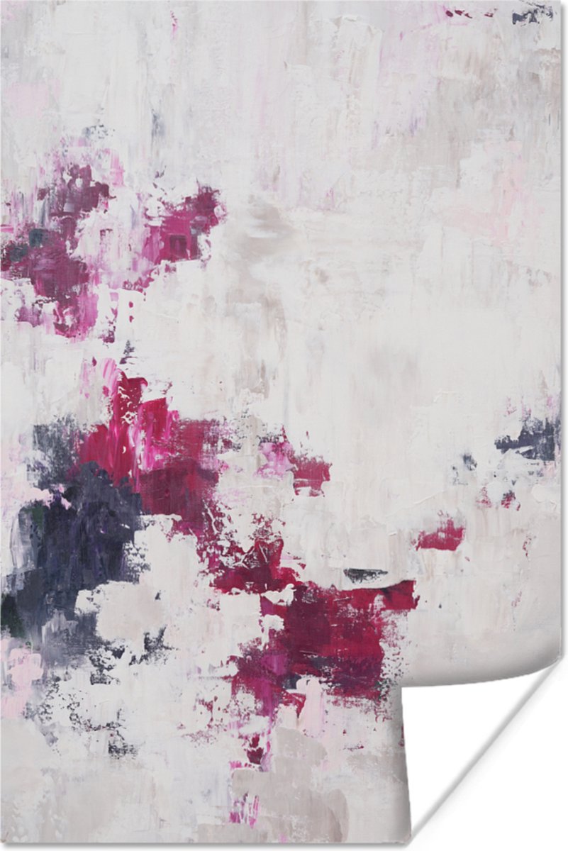 Poster Roze - Grijs - Verf - Abstract - 60x90 cm
