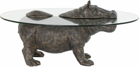 Bijzettafel DKD Home Decor Kristal Transparant Koper Hars Koloniaal Nijlpaard (80 x 50 x 37 cm)