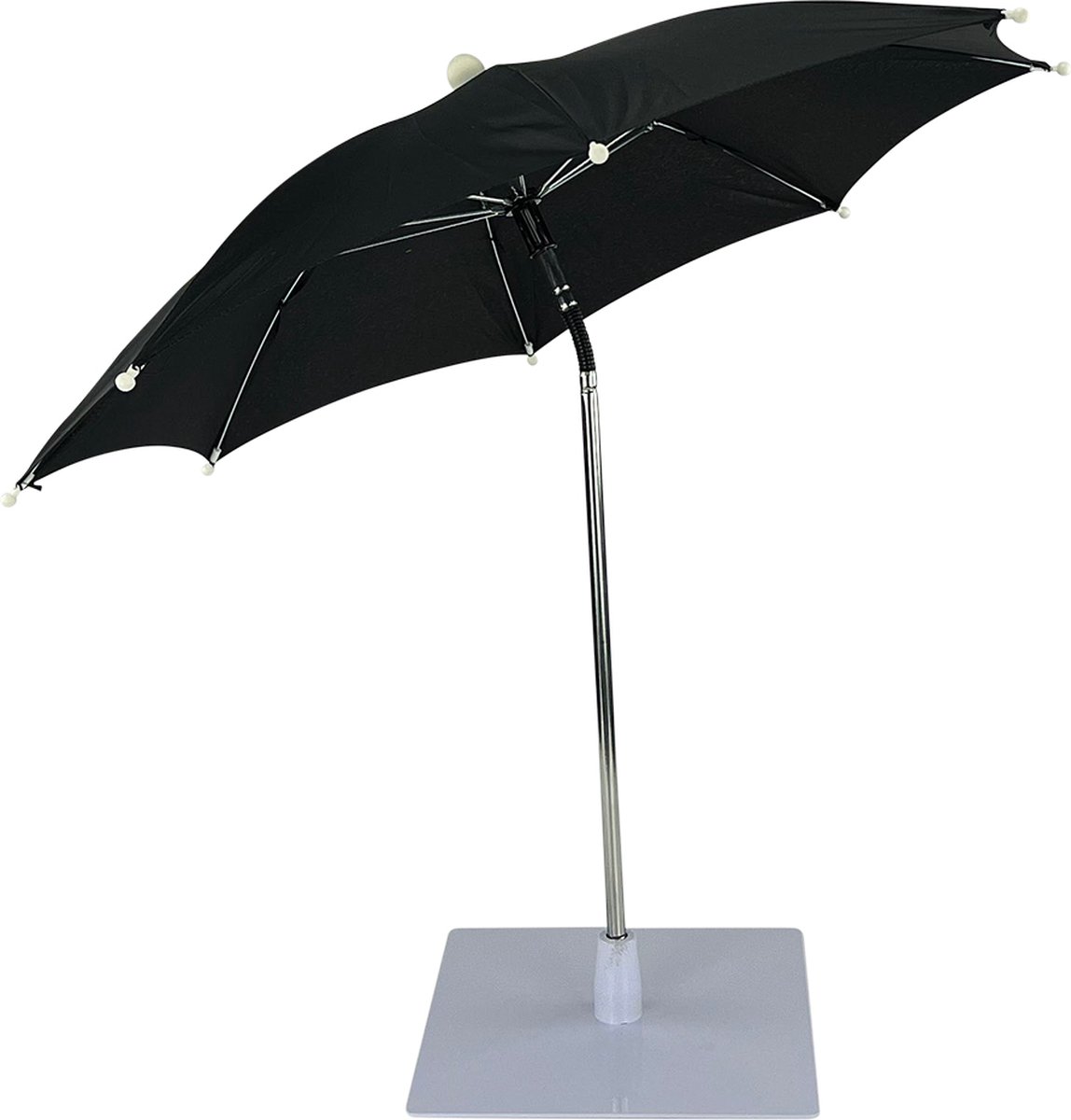 Tafelparasol Zwart van WDMT - ø 60 x 56 cm - mini parasol balkon - strandparasol - parasol met voet - zweefparasol - parasols - schaduwdoek - verzwaarde parasolvoet - Zwart