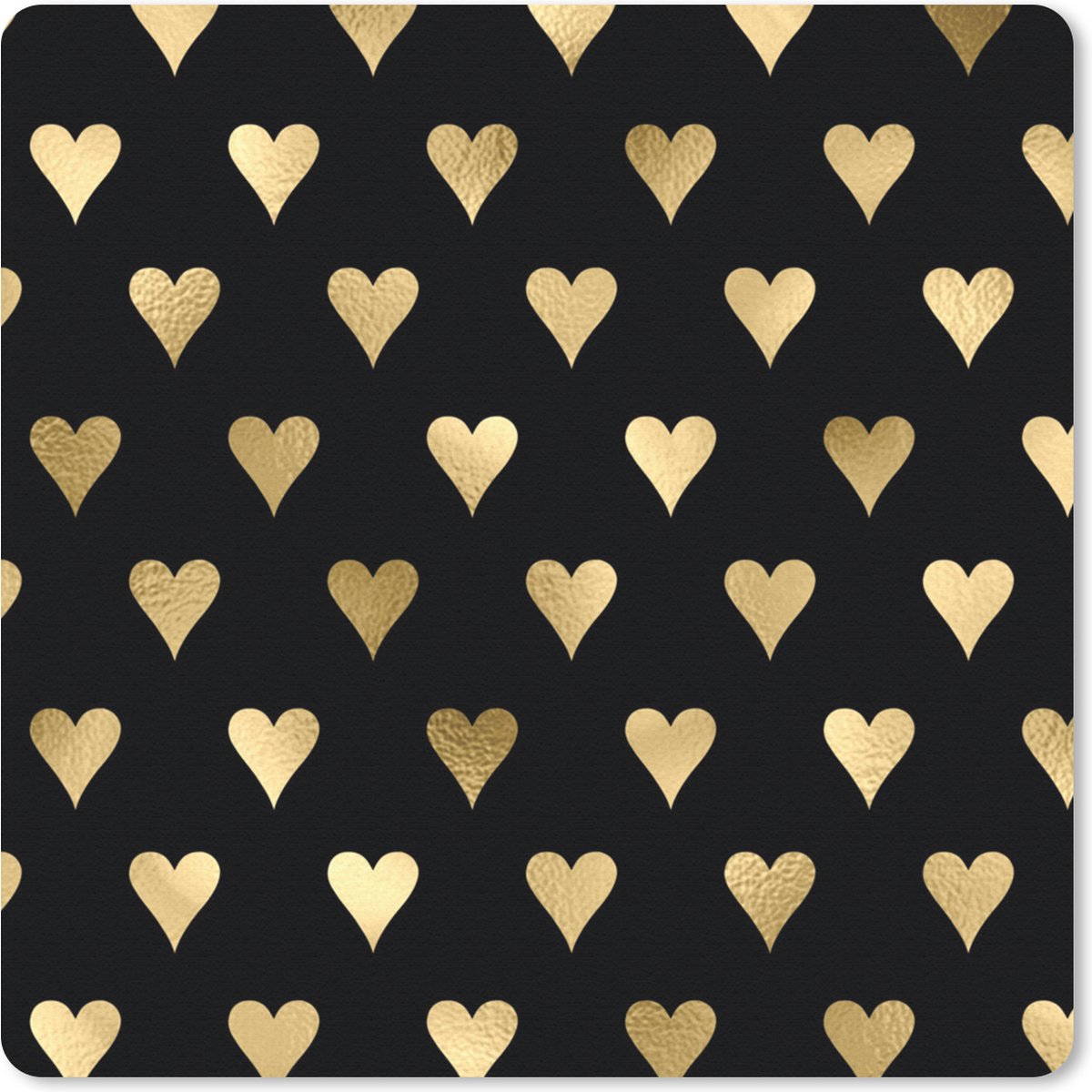 Muismat 30x30 cm - Mousepad Hartje - Goud - Luxe - Zwart - Patronen - Muismatten