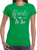 Bride to be Cupido zilver glitter t-shirt groen dames XS