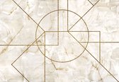 Fotobehang - Vlies Behang - Marmer met een Gouden Geometrisch Motief - 368 x 254 cm