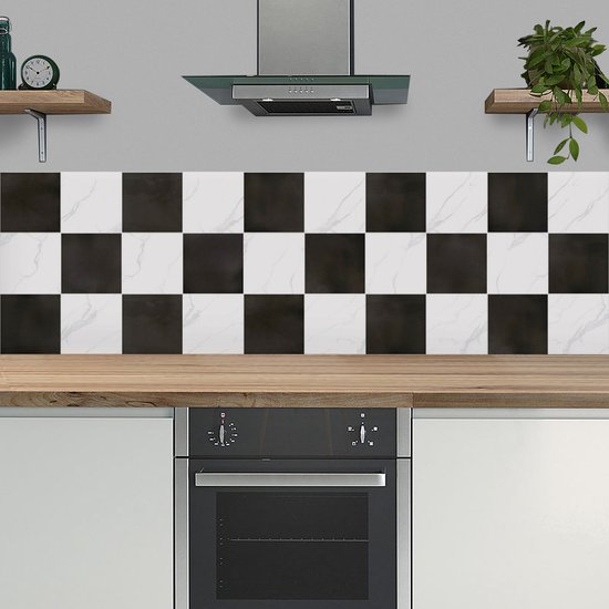 Ulticool Décoration Stickers carrelages - Zwart Grijs Aspect Béton Décoration Aspect Papier Look - 15x15 cm - 15 pièces Adhésif Foil Stickers Carrelage - Adhésif Carrelage Auto Adhésif - Sticktiles - Salle de Bain - Cuisine