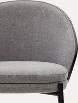 Kave Home - Chaise Eamy gris clair en placage de frêne finition noire et métal noir