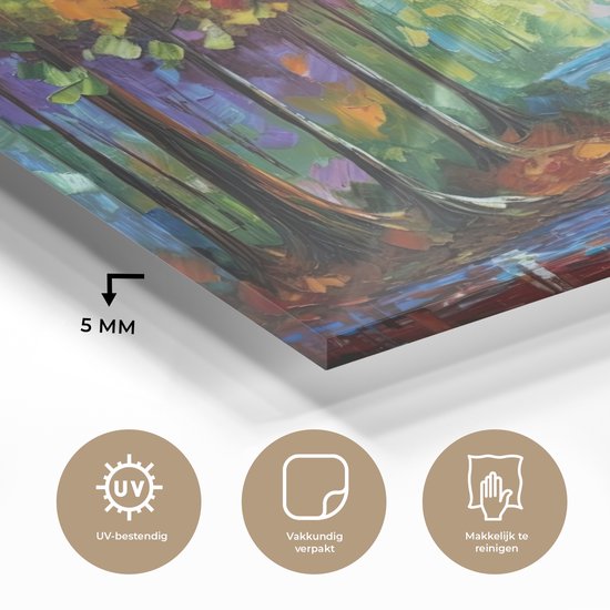 MuchoWow® Peinture sur Verre - Paysage - Forêt - Couleurs - Nature - 150x100 cm - Peintures sur Verre Acrylique - Photo sur Glas