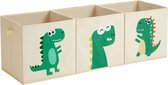 Kinder Opbergbox - Creme - Opbergmanden Dino - Opbergboxen Set van 3 - Opvouwbaar
