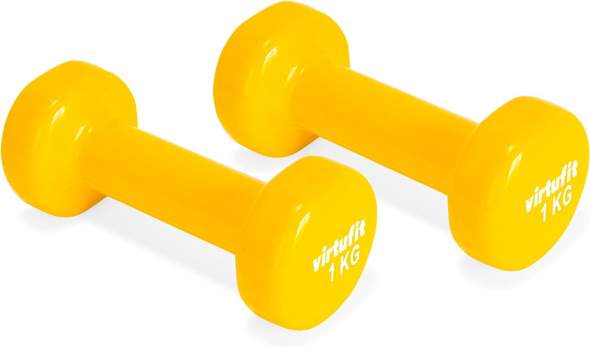 VirtuFit Vinyl Dumbbell Set Pro – 2 x 1 kg – Geel