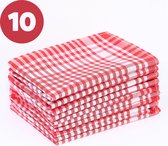 Tavas Lot de 10 Essuies de vaisselle Rouge 47x67 cm - Set de 10 Torchons Qualité Horeca Essuies de vaisselle de Cuisine