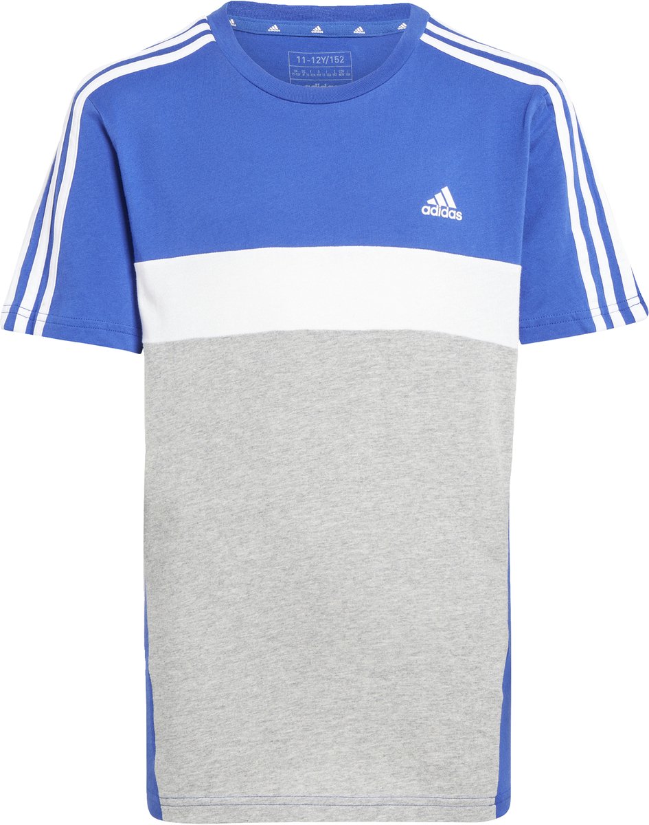 adidas Sportswear Tiberio 3-Stripes Colorblock Katoenen T-shirt Kids Kinderen Blauw