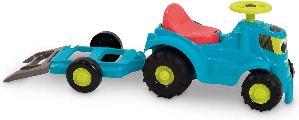 Looptractor met trailer en grasmaaier
