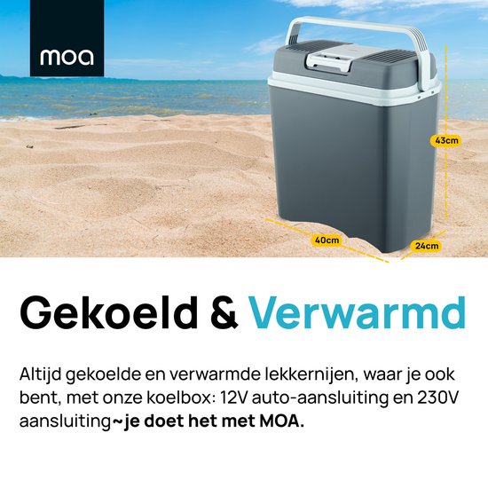 MOA Elektrische Koelbox - Coolbox - Met Verwarmingsfunctie - 12V en 230V - 22 Liter - Grijs -ECW22 - MOA