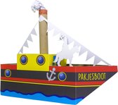 Papieren boot Surprise - Sinterklaas surprise - 17x20x53 cm - Surprise pakket zelf maken - Alleen nog een schaar en lijm nodig - KarTent