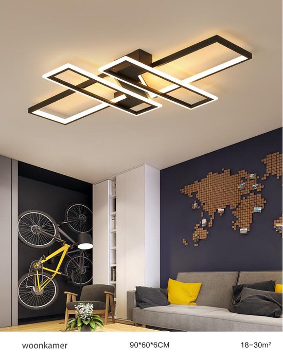 Plafonnier LED Frame - noir - Plafonnier LED moderne - Lampe lustre LED -  Lustre -... | bol.com