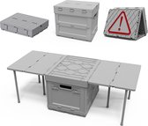 Multifunctionele draagbare opvouwbare opbergbox met grote capaciteit -kampeer tafeltjes-waarschuwingsbord-grijs